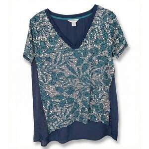 Tommy Bahama Womens M Tropical Resortwear Coastal Boho Artsy High Low Blouse Top